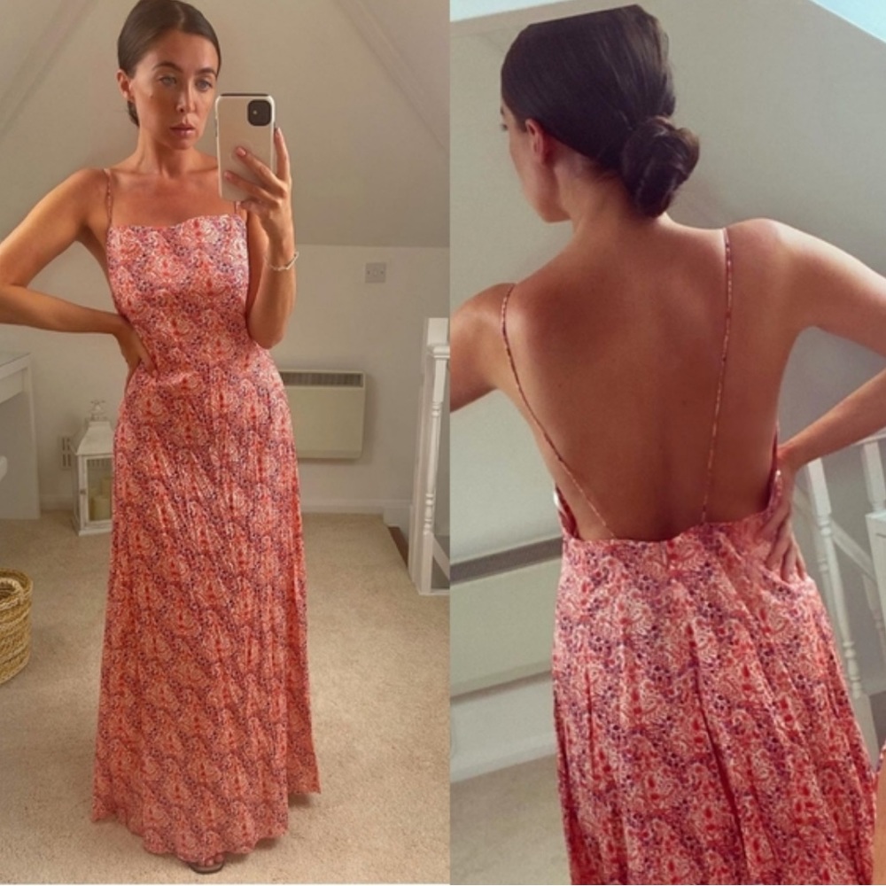 NWT ZARA DIVINE PRINT MIDI OPEN BACK DRESS